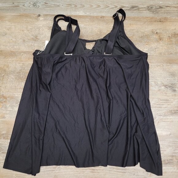 Birdsong Size 20W Bare Necessities Keyhole Underwire Tankini Swim Top Black PLUS - Picture 10 of 15